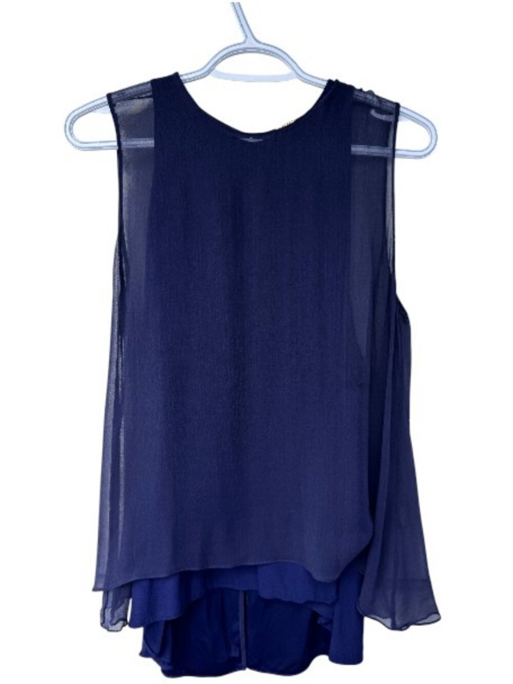 Adam Lippes layered sleeveless sheer top navy blue women's size 10